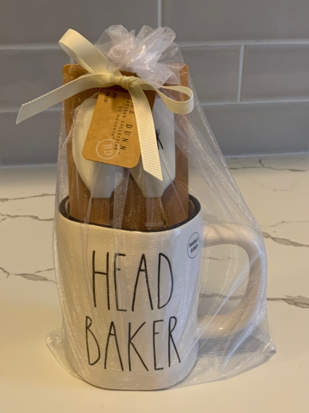 Rae Dunn Head Baker mug and mini spatulas